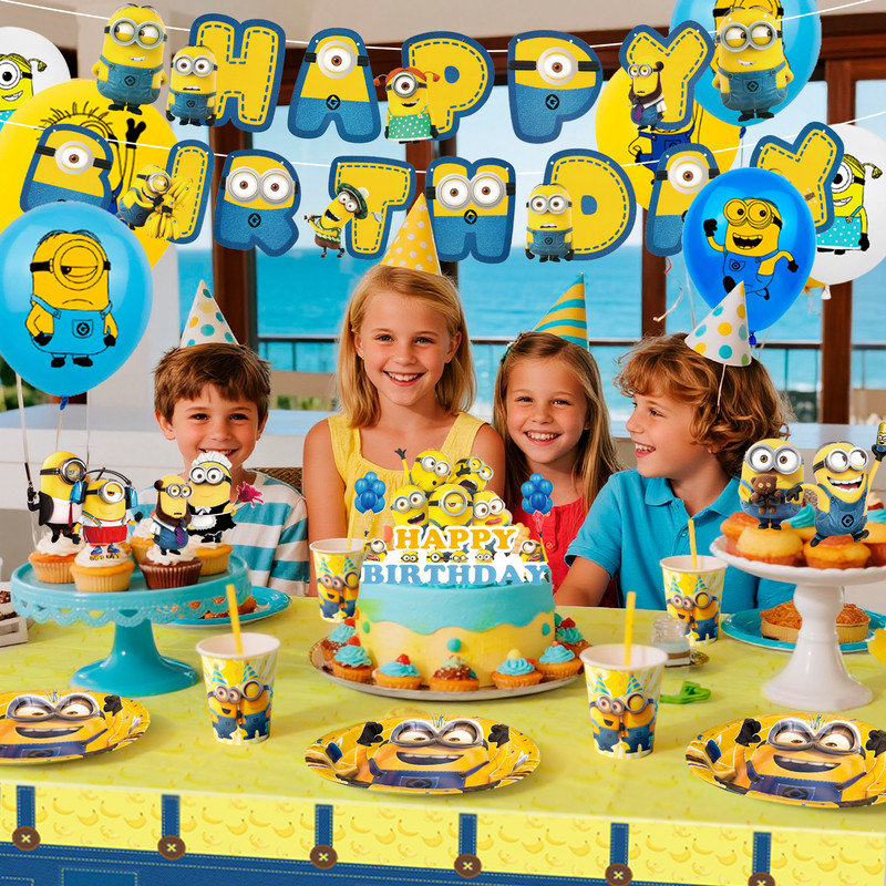 Minions Party Supplies, 98Pcs Minions Party Decorations & Tableware Set