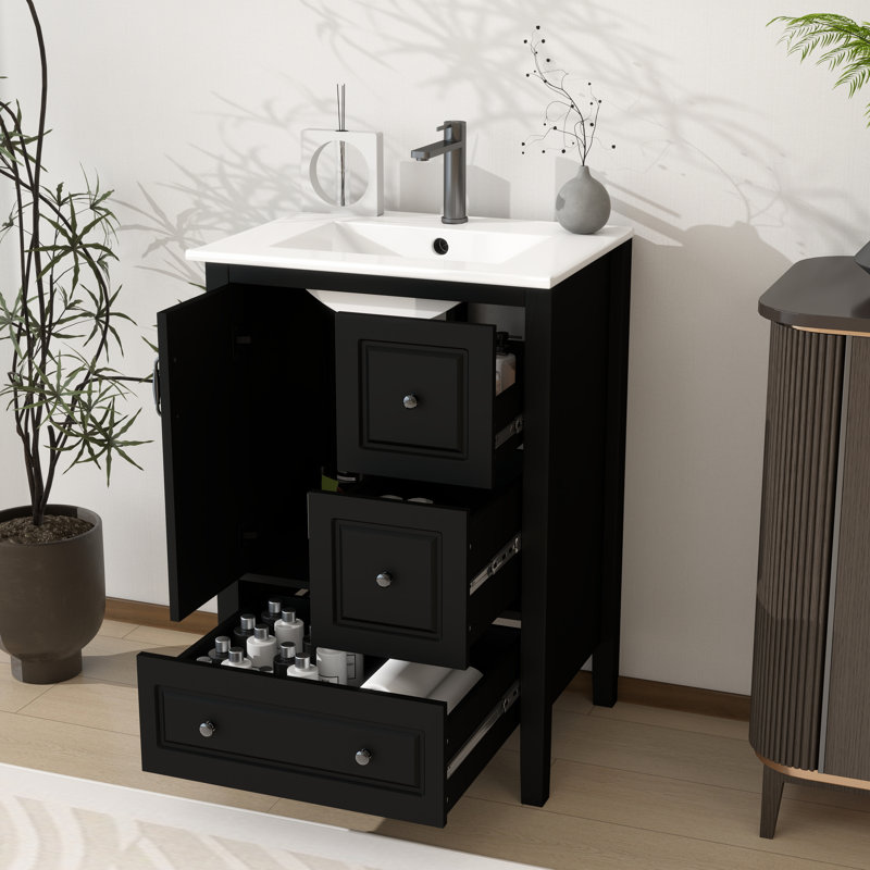 Meuble-lavabo 24 po avec lavabo, Noir