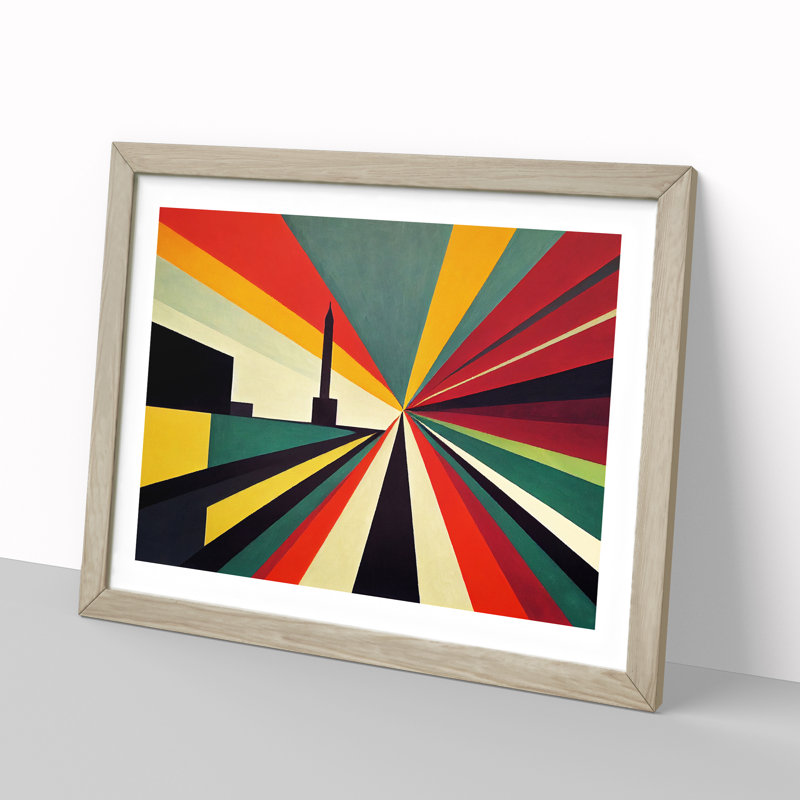 Stunning Skyline Architecture Abstract 1 Piece Single Picture Frame Wall Art, 25cm H x 34cm W x 2cm D, Oak Framed