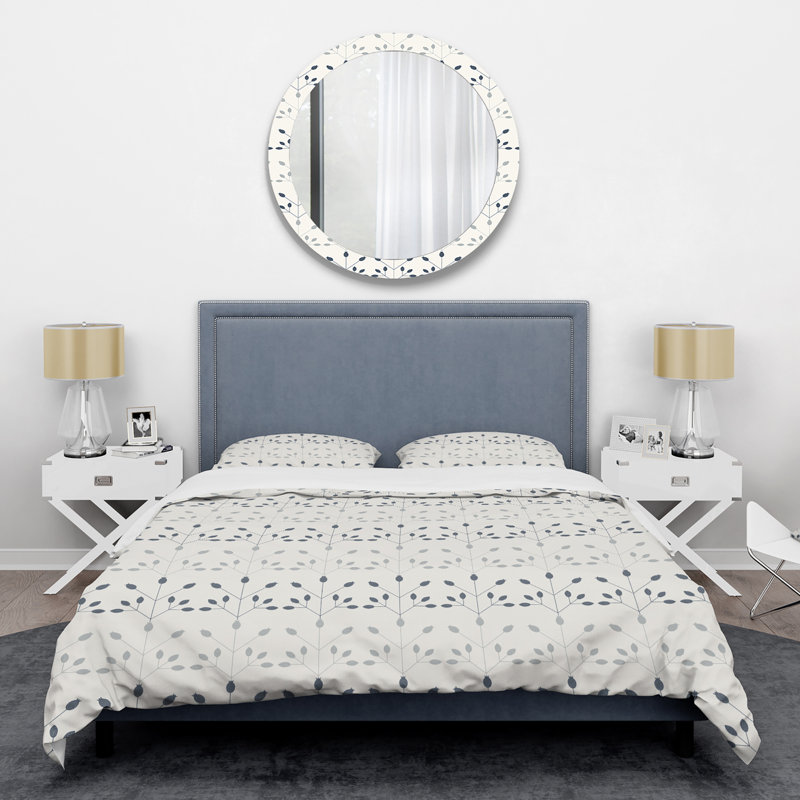 Floral Retro Botanical Motif I - Ensemble de housse de couette abstrait moderne - Polyester microfibre