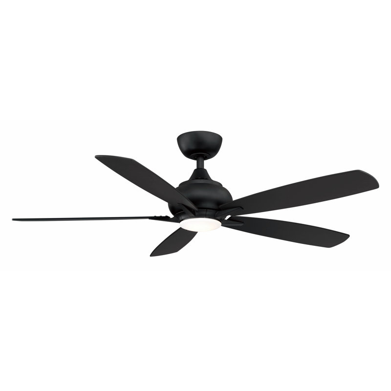 Doren 52 inch Indoor Ceiling Fan with LED Light Kit - Black, Black