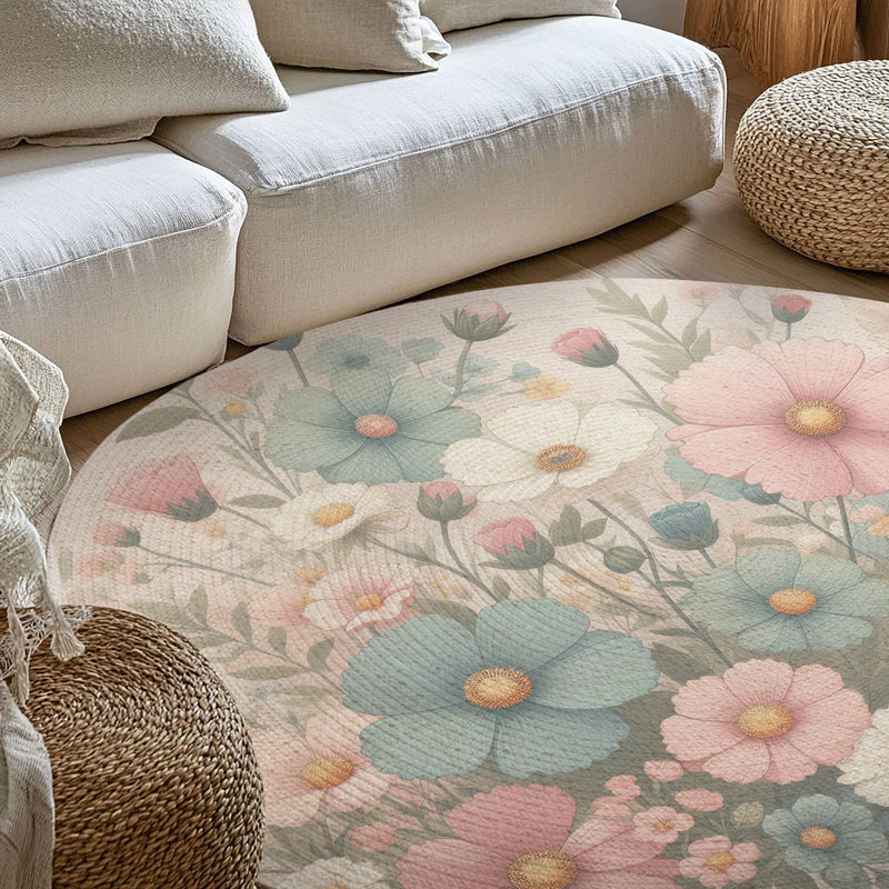 Tapis tressé Floral Wonderland, Rond 5 pi