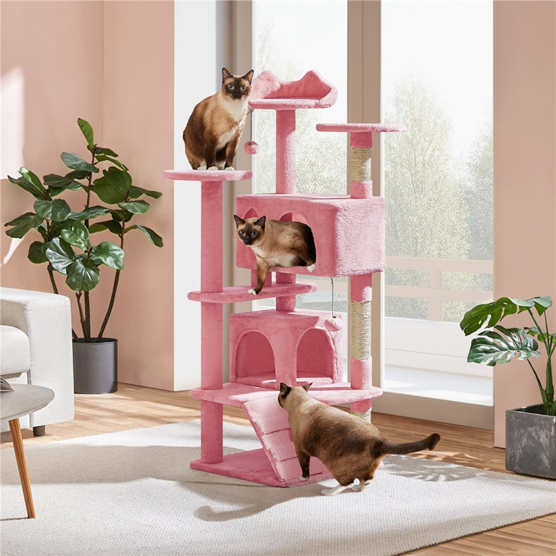 Multilevel Cat Tree Condo with Scratching Posts, Pink