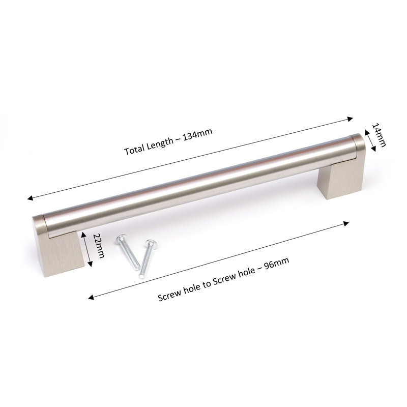 Java Centre Bar Handle, Brushed Silver, 96mm