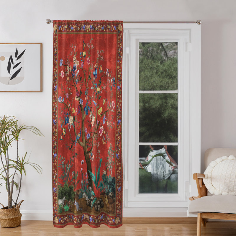Mitsuhiro 100% Polyester Blackout Window Curtain 1 Panel (52" x 84"), Red