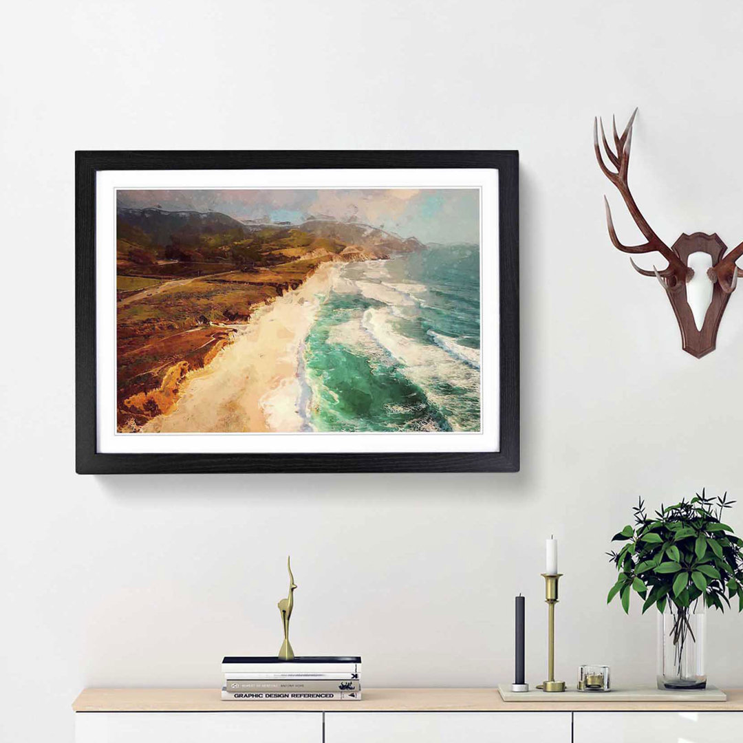 Coastline in California in Abstract - Framed Print