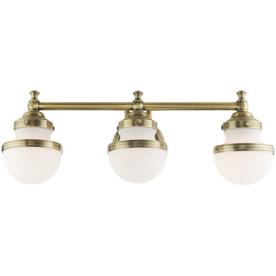 Vanity Light with Glass Shades - 24-Inch, 3-Light Fixture.