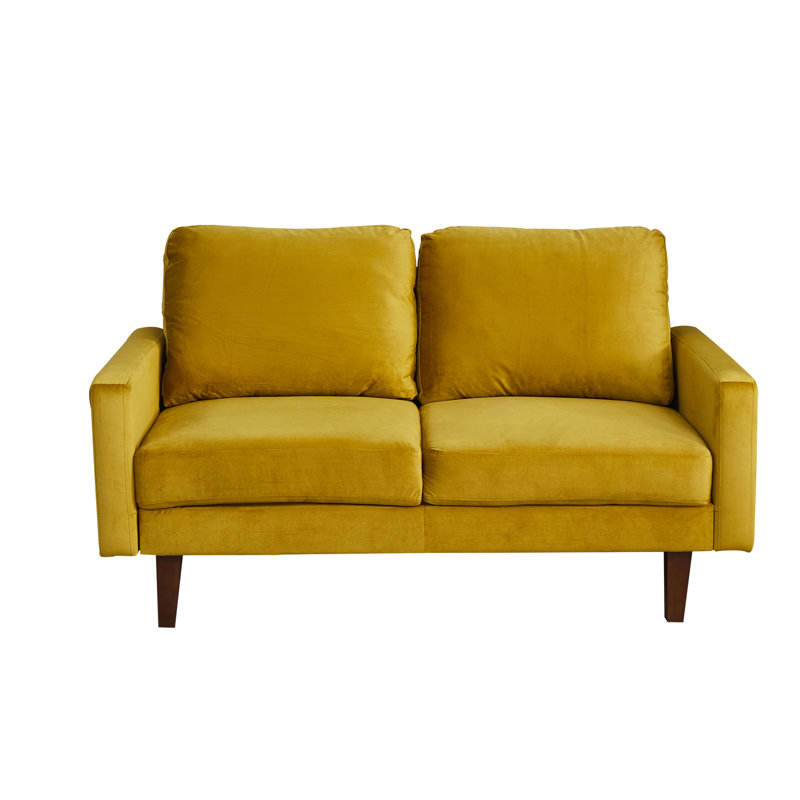 Jekori 59'' Velvet Loveseat, Goldenrod Velvet