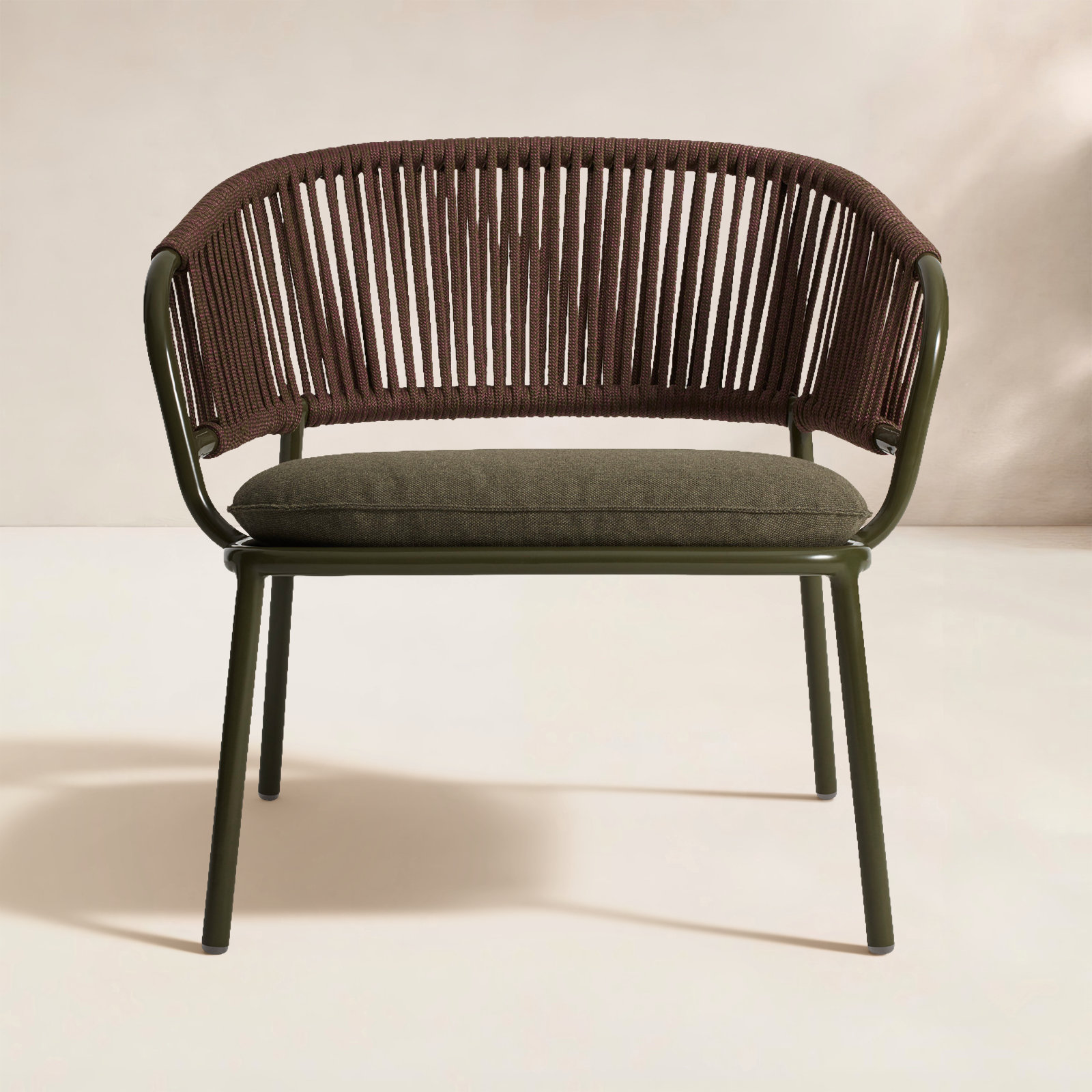 Mate Powder Coated Aluminum Outdoor Lounge Chair , Sunbrella® Cushions Included, Toohey Olive Plainweave