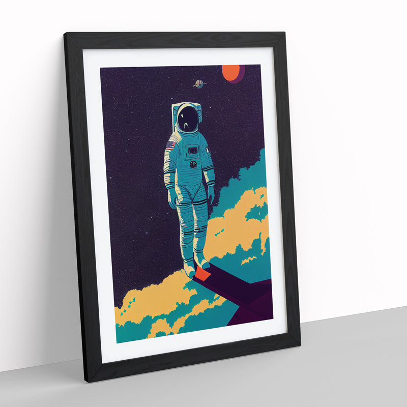 Astronaut In Space No.2 - Single Picture Frame Print, 64cm H x 46cm W x 2cm D, Black Framed