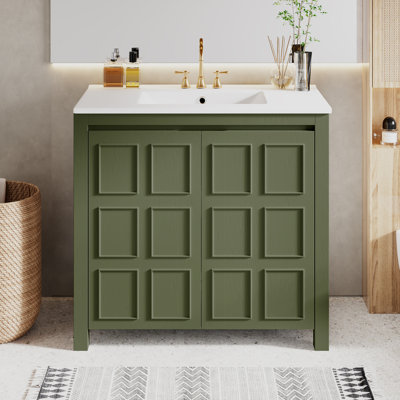 Organisateur de meuble-lavabo 36 "avec lavabo en céramique