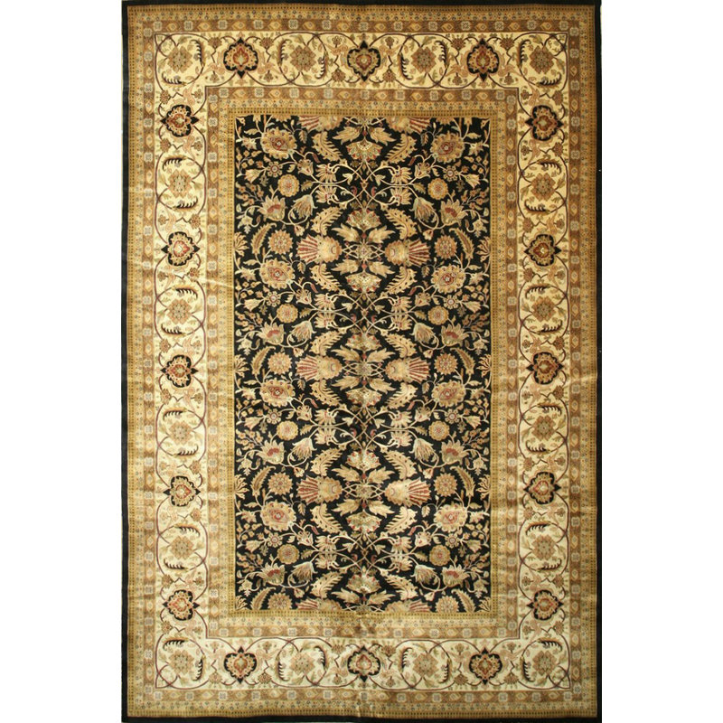 Tapis noir en laine noué à la main Brickey