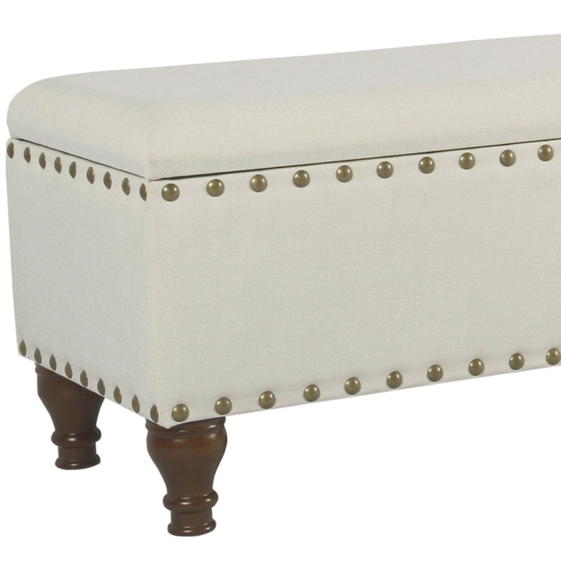 Banc de rangement rembourré avec plateau rabattable Griffiths, H 18 po x l 42 po x P 18 po, Beige