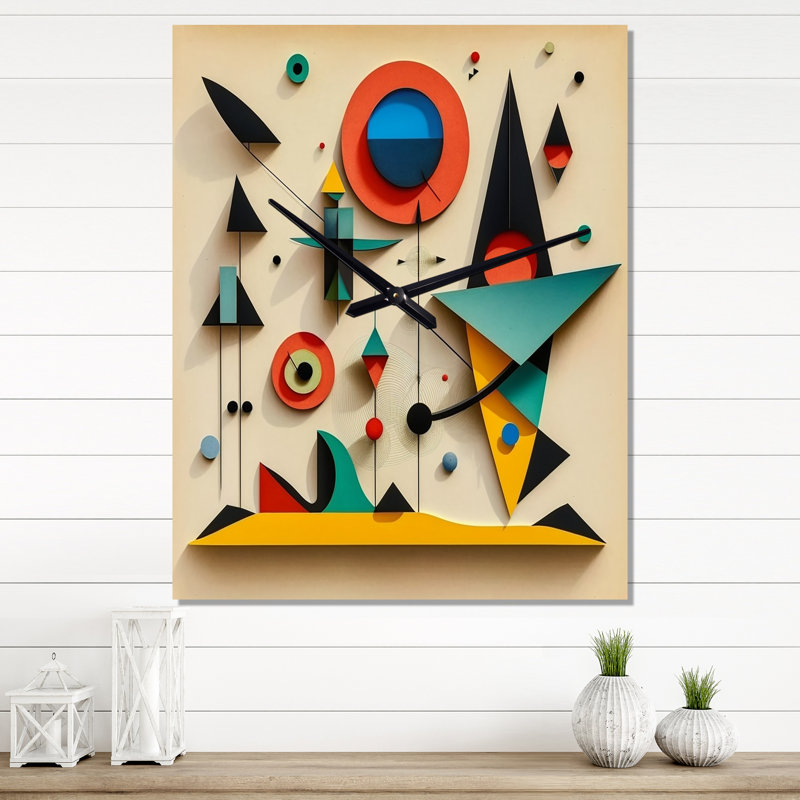Horloges murales géométriques modernes Playful Imaginaire Paysages V, Moyen