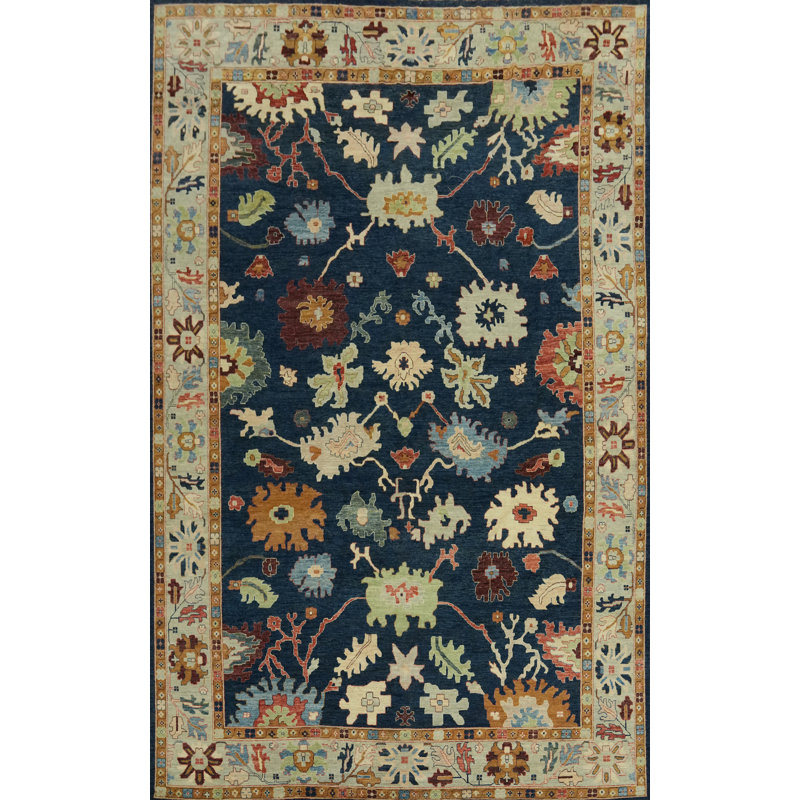 Floral Oushak Vegetable Dye Large Rug 13x20