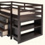 Low Study Loft Bed with Cabinet and Rolling Portable Desk-128966638