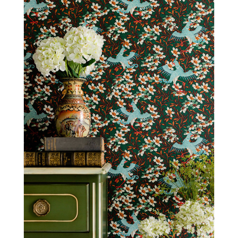 Chinese Garden Floral Wallpaper Roll