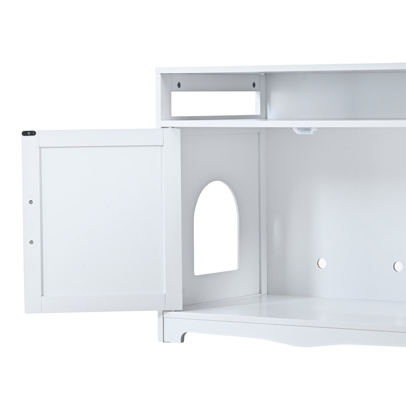 Enceinte de litière d'intérieur pour chat blanche, avec 2 portes, fiche et, pour environnement propre, l 31,5 po x P 20 po