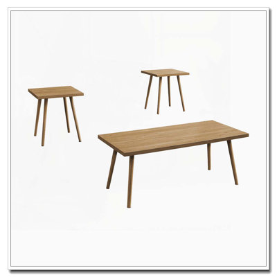 Ensemble de 3 tables basses contemporaines noyer clair