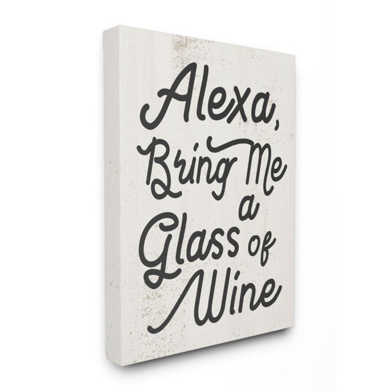 Enseigne « Alexa bring me » à vin patiné par Daphne Polselli-impression d’art graphique, 20" H x 16" W x 1.5" D