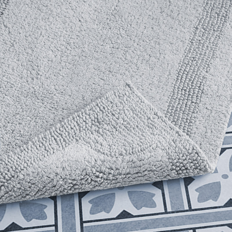 Laura Ashley Tablet Reversible Cotton Bath Rug, Light Gray, 34" L x 21" W