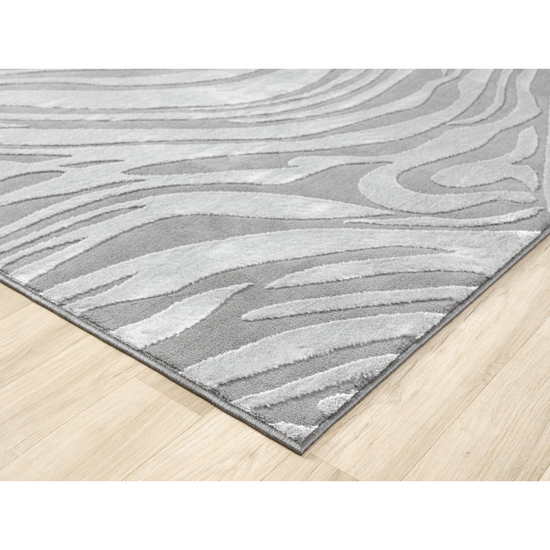 Bezore Modern Indoor Living Room Area Rug Embossed Cut-Shrink Pile with Metallic Sheen Jute Backing Living Room - Bedroom Hallway Carpet Pyramid Anthracite