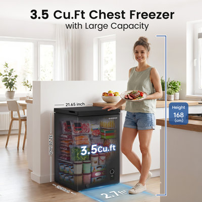  Petit congélateur coffre 3,5 pi³ avec congélateur pour garage, maison, cuisine et appartement BANGson