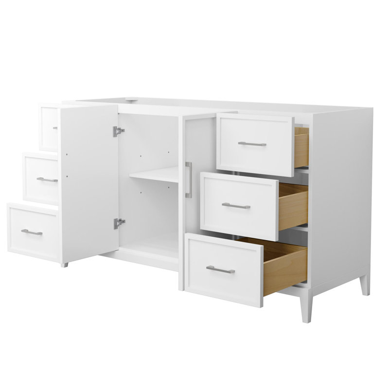 Elan 59'' W Single Bathroom Vanity Base, White/Brushed Nickel
