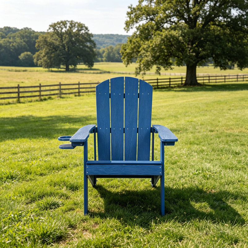 Chaise longue d'extérieur avec porte-gobelet pour la détente sur le patio et les rassemblements de loisirs de jardin, Bleu, 1