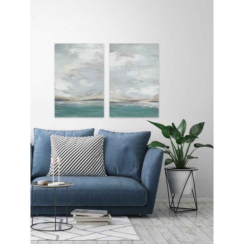 " Seafoam Vista Diptych " 2 - Pieces, 60" H x 40" W x 1.5" D
