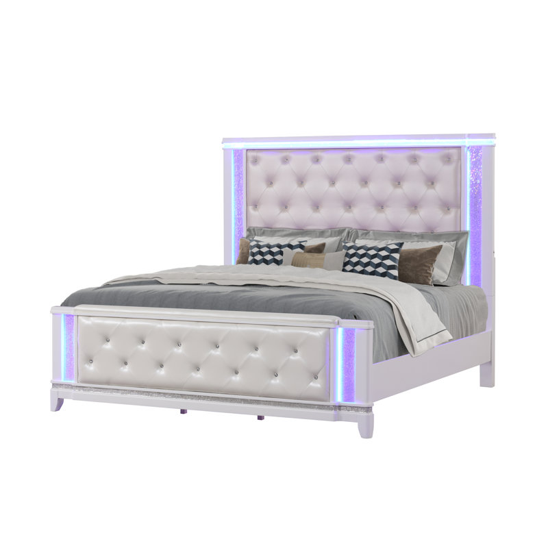 Elmin Upholstered Wingback Bed, Queen 