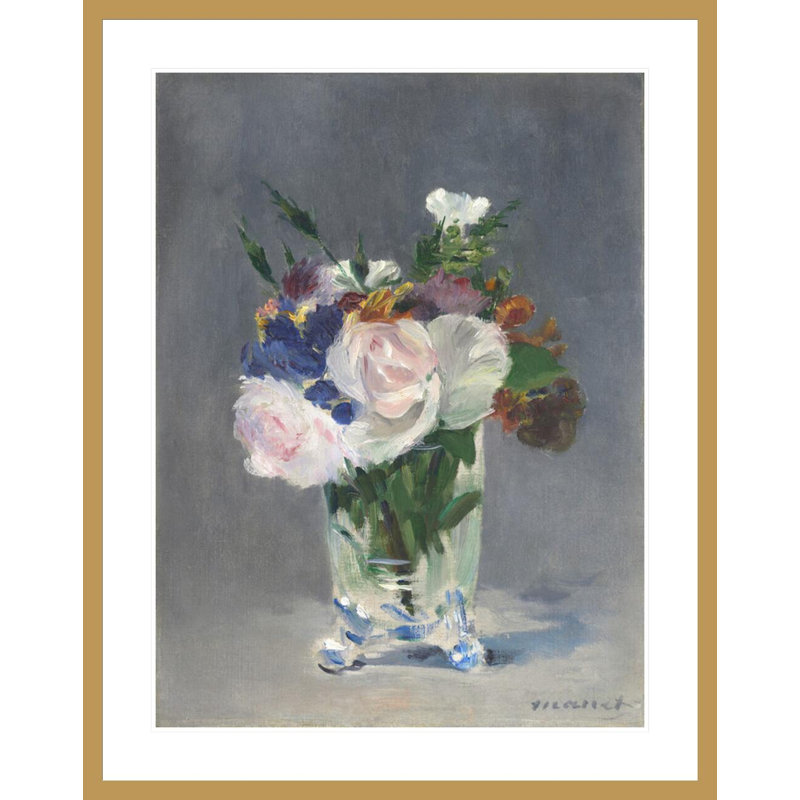 «Flowers in a Crystal Vase» par Édrede Manet, impression giclée sur cadre, H 41,5 po x l 32,88 po