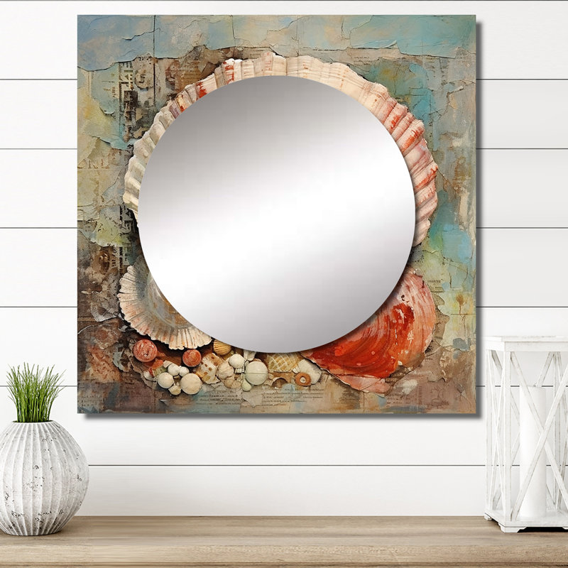 Décoration murale abstraite grand coquillage trésors II - animaux pour chambre à coucher, 23 po x 23 po