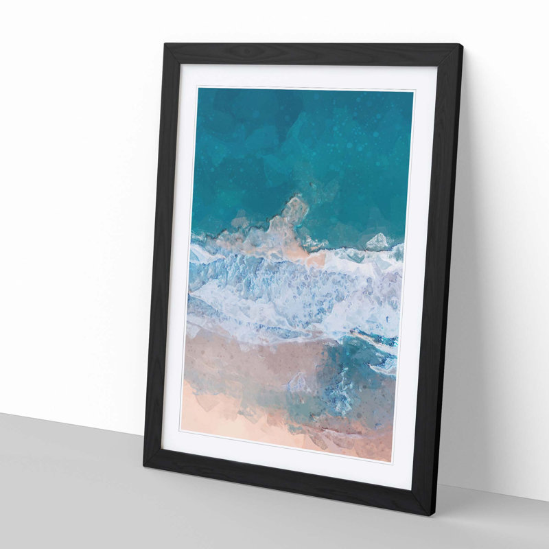 View of Dee Why Beach in Australia in Abstract - Picture Frame Graphic Art Print, Black, 50cm H x 35cm W x 2cm D