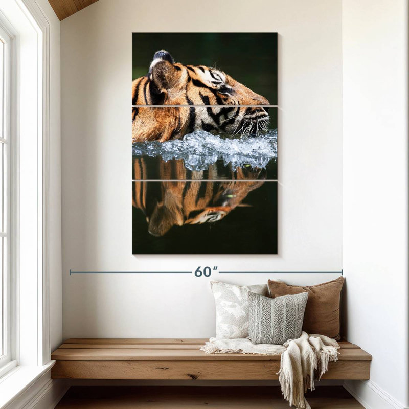 Brampt Swimming Malayan Tiger, 50" H x 32" W