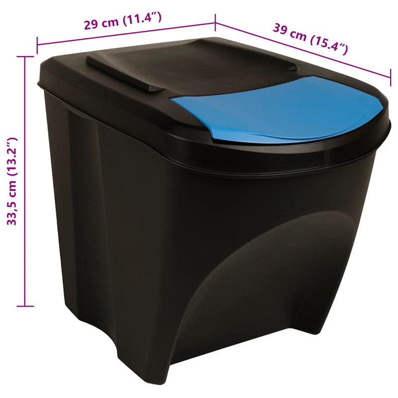 vidaXL Stackable Garbage Bin Boxes Anthracite 26.4 gal Polypropylene