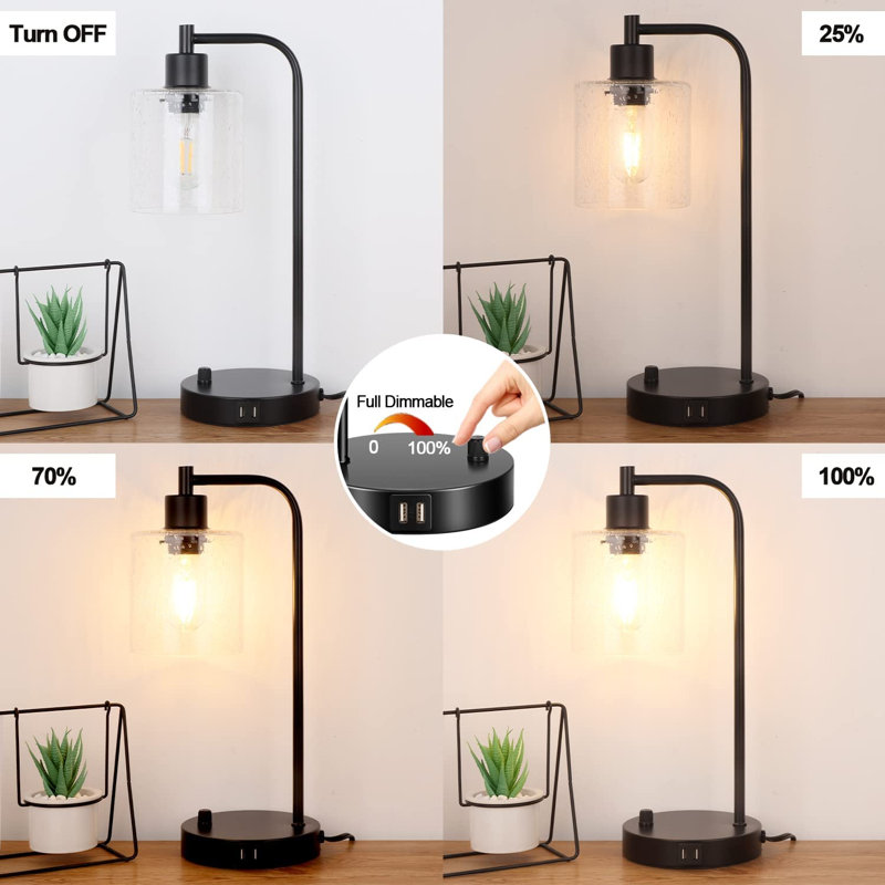 Lampe de table en métal Sterlington, Noir