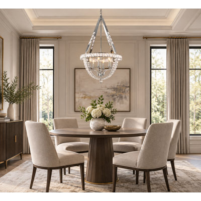 Transitional 6 Light Chrome Crystal Chandelier