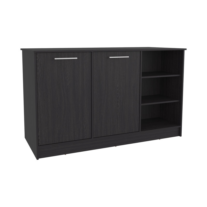 Kitchen Island Two Cabinets, Three Open Shelves