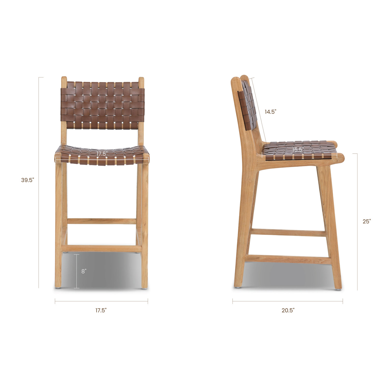  Leather Stool, Brown/Natural