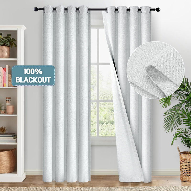 Maibach Linen Curtain Pair, White, 52" W x 84" L