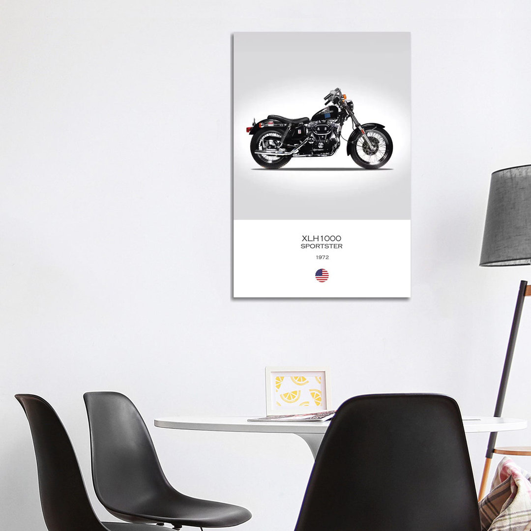 1972 Harley-Davidson XLH1000 Sportster Motorcycle by - Wrapped Canvas Graphic Art