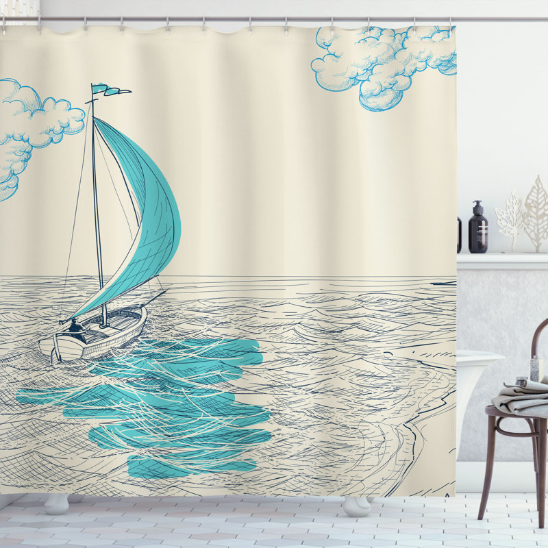 Shower Curtain with Hooks Included, 75" H x 69" W