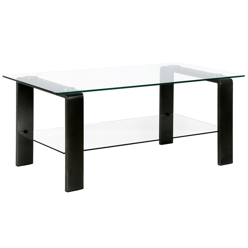 4 Legs Coffee Table with Storage, Blackened Bronze