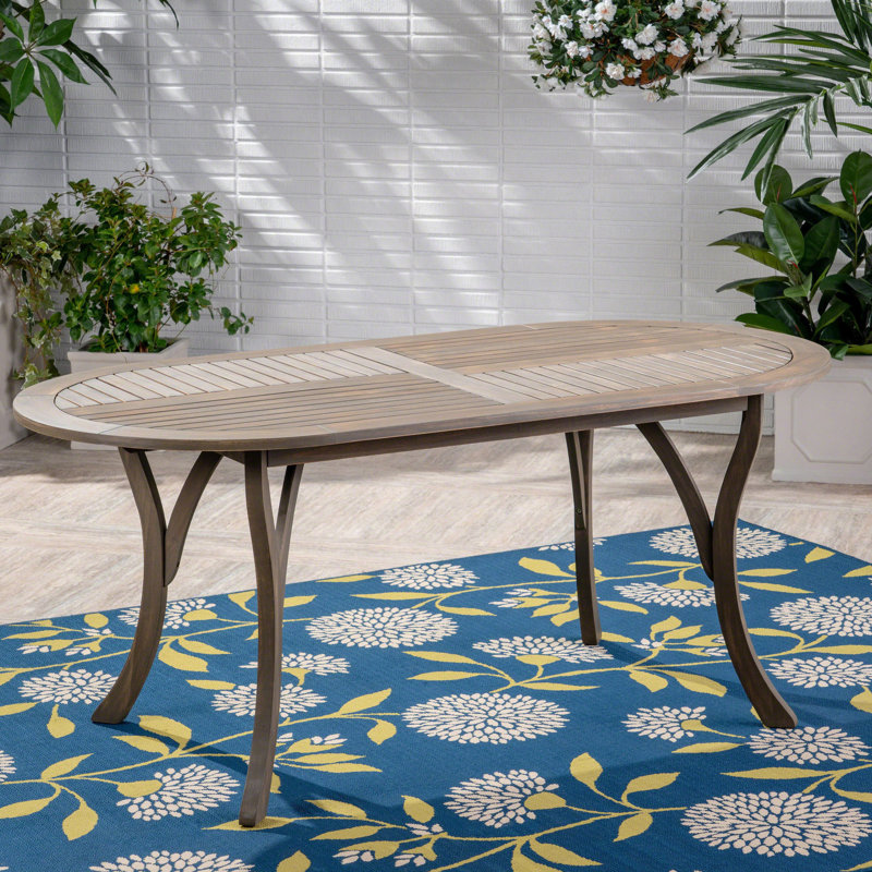 Table de salle à manger d'extérieur en bois 70 po - Finition grise élégante pour table de patio