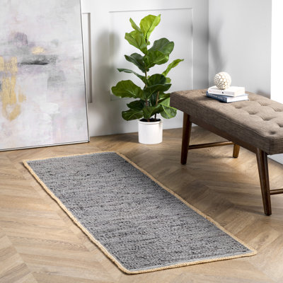 Tapis gris tissé à plat à la main Edolie