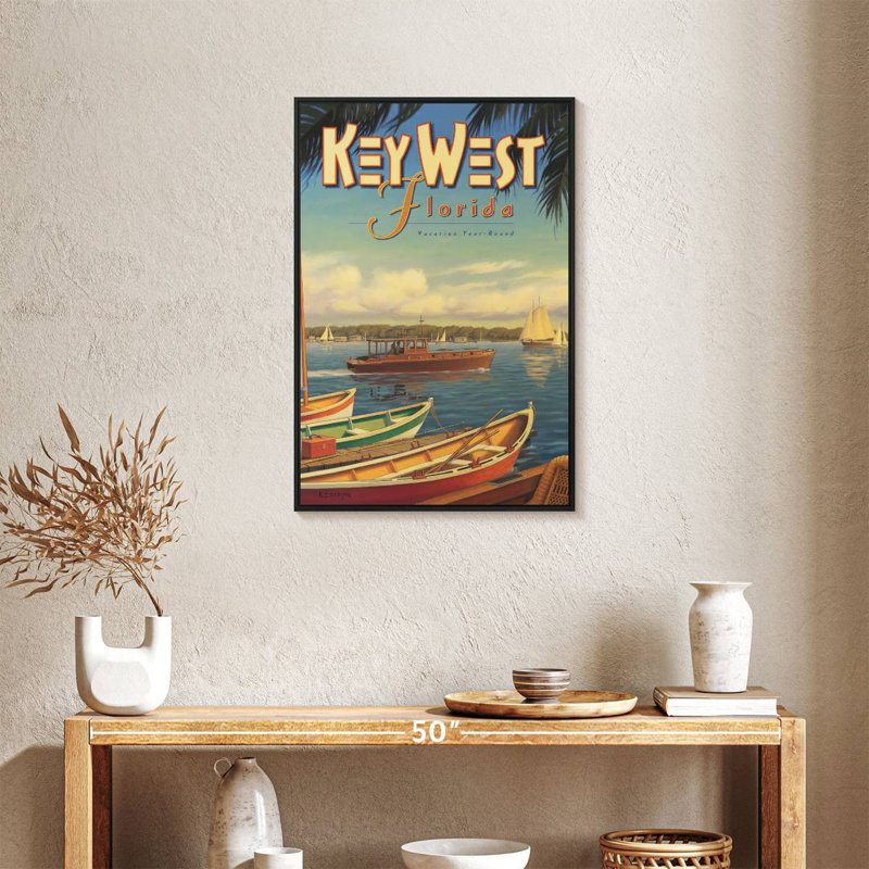 Key West, Floride, Cadre flottant noir, 21 po x 31 po
