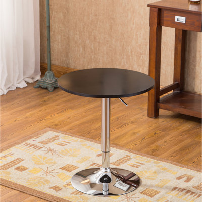 Table ajustable noire avec plateau en bois - Base en métal de 24 po de hauteur, bureau 26 po et mécanisme à vérin à gaz