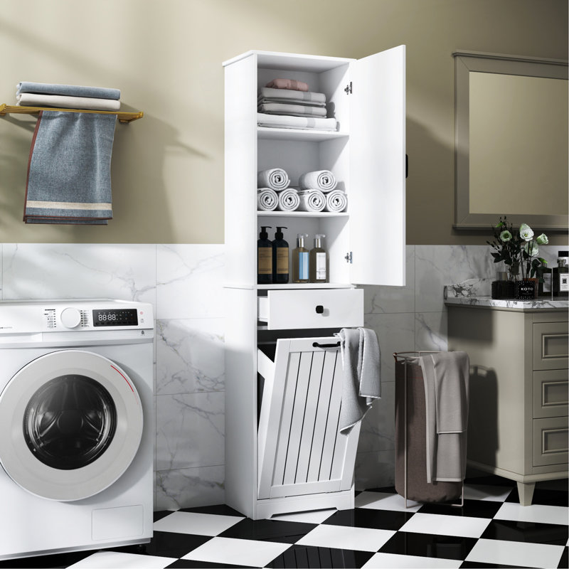 Armoire à linge polyvalente avec plusieurs compartiments et une conception élégante pour plus de commodité