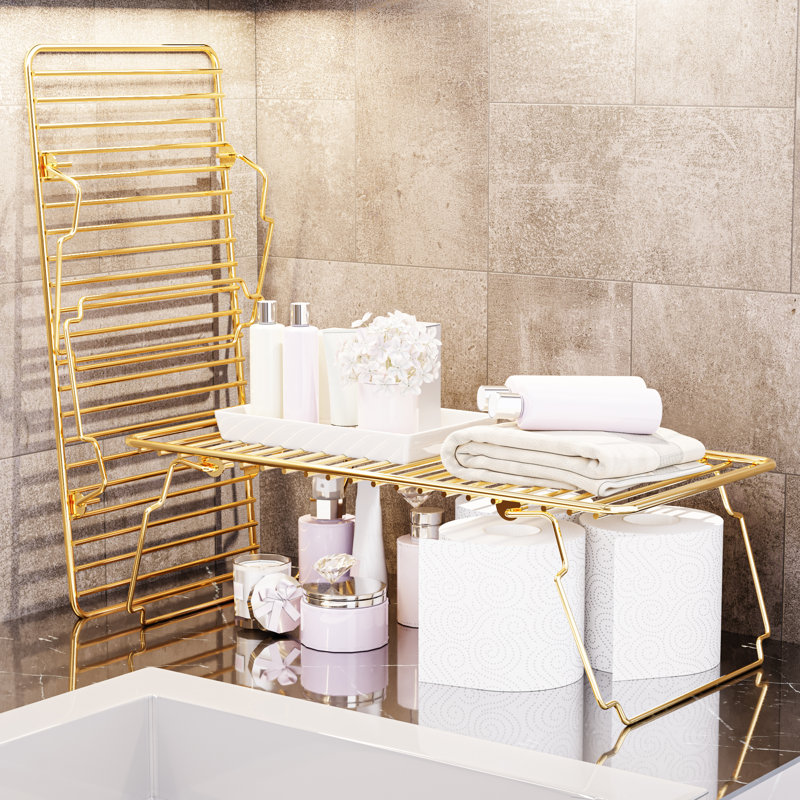 Rustproof Foldable Gold Metal Wire Kitchen Cabinet Storage Rack